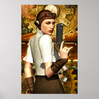 Steampunk girl poster