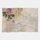 Steampunk Glam | Rosa und goldene Rose Rustikale F Geschirrtuch (Horizontal)