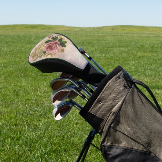 Steampunk Glam | Rosa und goldene Rose Rustikale F Golf Headcover (In SItu)