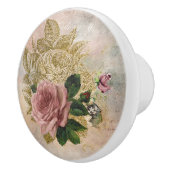 Steampunk Glam | Rosa und goldene Rose Rustikale F Keramikknauf (Rechts)