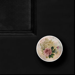 Steampunk Glam Rosa und goldene Rose Rustikale F Keramikknauf