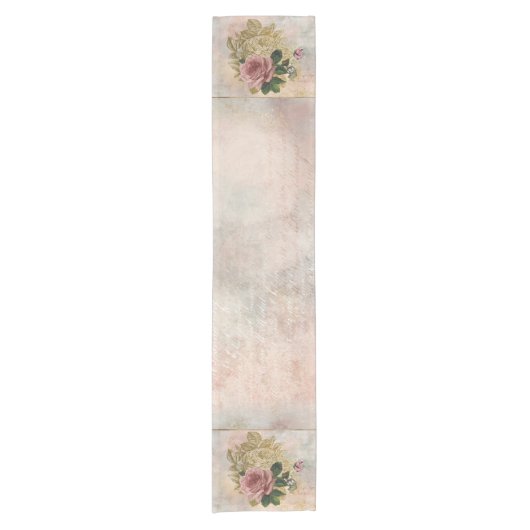 Steampunk Glam | Rosa und goldene Rose Rustikale F Kurzer Tischläufer (Vorderseite)