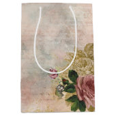 Steampunk Glam | Rosa und goldene Rose Rustikale F Mittlere Geschenktüte (Vorderseite)