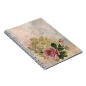 Steampunk Glam | Rosa und goldene Rose Rustikale F Notizblock (Rechte Seite)