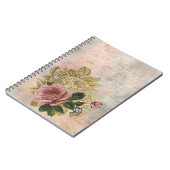Steampunk Glam | Rosa und goldene Rose Rustikale F Notizblock (Linke Seite)
