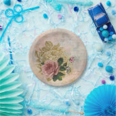 Steampunk Glam | Rosa und goldene Rose Rustikale F Pappteller (Party)