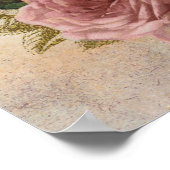 Steampunk Glam | Rosa und goldene Rose Rustikale F Poster (Ecke)