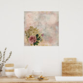 Steampunk Glam | Rosa und goldene Rose Rustikale F Poster (Küche)
