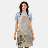 Steampunk Glam | Rosa und goldene Rose Rustikale F Schürze (Getragen)