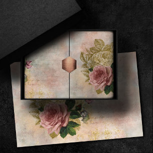 Steampunk Glam   Rosa und goldene Rose Rustikale F Seidenpapier