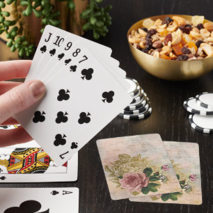 Steampunk Glam Rosa und goldene Rose Rustikale F Spielkarten