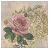 Steampunk Glam | Rosa und goldene Rose Rustikale F Stoff (Muster)
