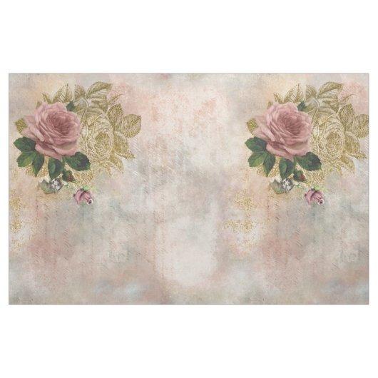 Steampunk Glam | Rosa und goldene Rose Rustikale F Stoff (Fat Quarter (45,7 x 55,9 cm))