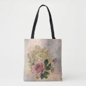Steampunk Glam | Rosa und goldene Rose Rustikale F Tasche (Vorderseite)