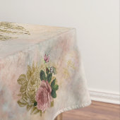 Steampunk Glam | Rosa und goldene Rose Rustikale F Tischdecke (Beispiel)