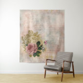 Steampunk Glam | Rosa und goldene Rose Rustikale F Wandteppich (Beispiel)