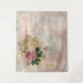 Steampunk Glam | Rosa und goldene Rose Rustikale F Wandteppich (Vorderseite)