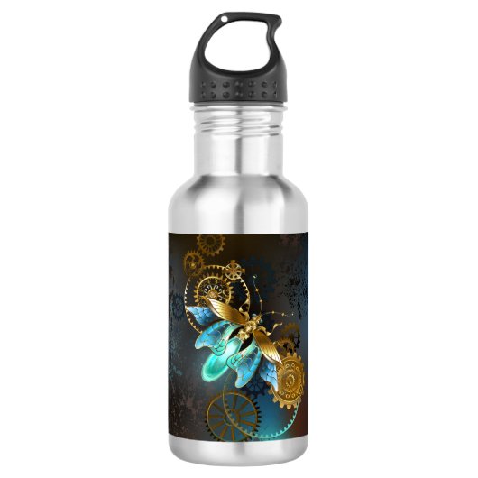 Steampunk-Glühwürmchen Edelstahlflasche (Vorderseite)