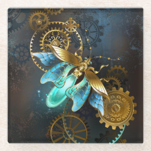 Steampunk-Glühwürmchen Glasuntersetzer