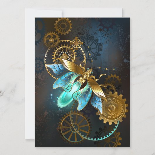 Steampunk-Glühwürmchen Save The Date (Vorderseite)