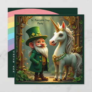 Steampunk Gnome-Leprechaun Unicorn St Patricks Day Einladung