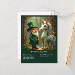 Steampunk Gnome-Leprechaun Unicorn St Patricks Day Postkarte