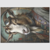 Steampunk Goat Whimsical Vintage Farm Decoupage Seidenpapier (Vorderseite)