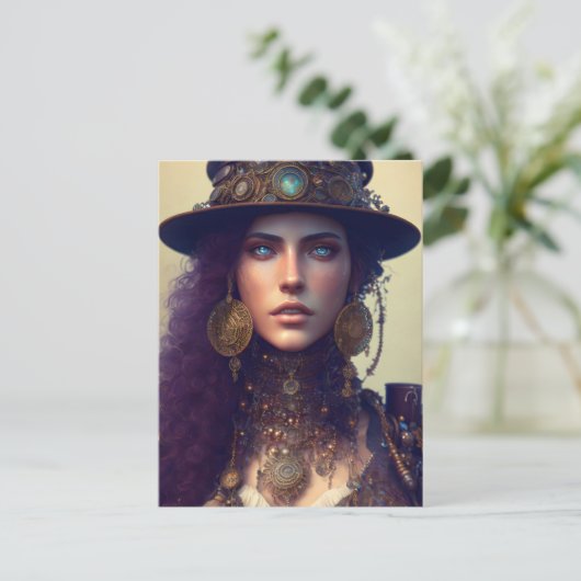Steampunk Goddess Postkarte (Stehend Vorderseite)