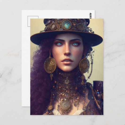 Steampunk Goddess Postkarte (Vorne/Hinten)