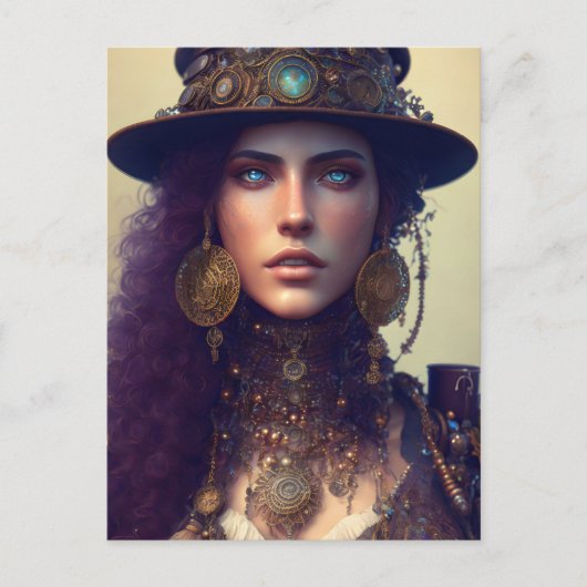 Steampunk Goddess Postkarte (Vorderseite)