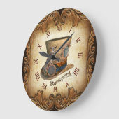 Steampunk Goggle Hat ~ Great Horned Owl ~ Große Wanduhr (Winkel)