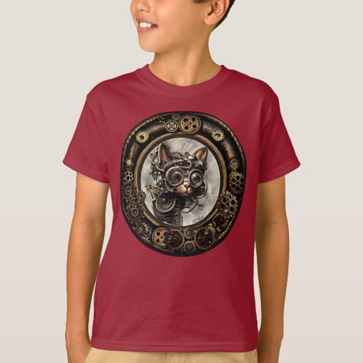Steampunk Goggles Cat T-Shirt (Vorderseite)