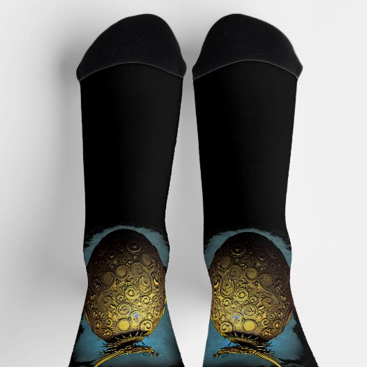 Steampunk Golden Dragon Egg auf schwarz Socken (Oben)