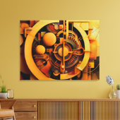 Steampunk Golden Mechanism Abstract Leinwanddruck (Insitu (Wohnzimmer))