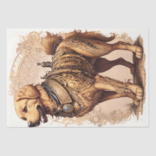Steampunk Golden Retriever - Decoupage - Seidenpapier (Vorderseite)