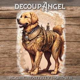 Steampunk Golden Retriever - Decoupage - Seidenpapier