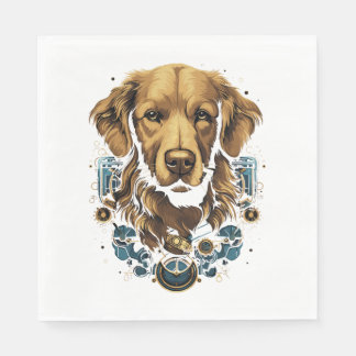 Steampunk Golden Retriever Dog Classic T - Shirt Serviette