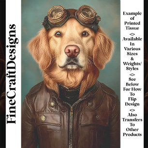 Steampunk Golden Retriever Flieger AS7 Découpage Seidenpapier