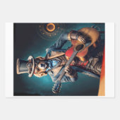 Steampunk Golden Retriever & guitar - Decoupage Geschenkpapier Set (Vorderseite)