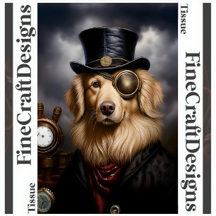 Steampunk Golden Retriever Hat Decoupage R 138 Seidenpapier