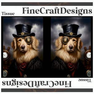 Steampunk Golden Retriever Hat Decoupage RL 138 Seidenpapier