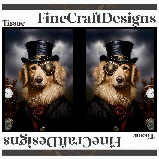 Steampunk Golden Retriever Hat Decoupage RL 138 Seidenpapier