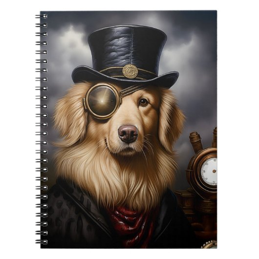 Steampunk Golden Retriever Hat & Eye Patch 138 Notizblock (Vorderseite)
