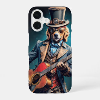 Steampunk-Golden-Retriever-Hund spielt Gitarre iPhone 16 Hülle