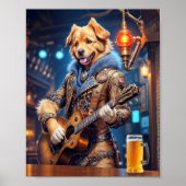 Steampunk Golden Retriever mit akustischer Gitarre Poster (Vorne)