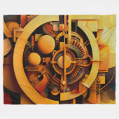 Steampunk Goldener Mechanismus Abstract Fleecedecke (Vorderseite (Horizontal))