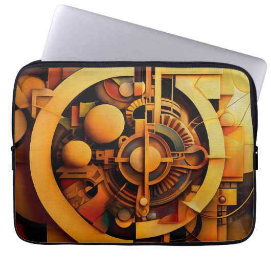 Steampunk Goldener Mechanismus Abstract Laptopschutzhülle (Vorderseite)