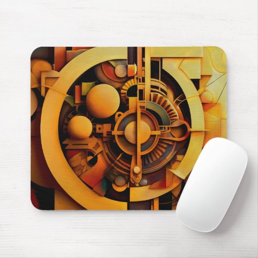 Steampunk Goldener Mechanismus Abstract Mousepad (Mit Mouse)