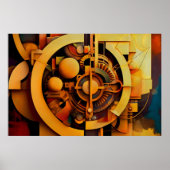 Steampunk Goldener Mechanismus Abstract Poster (Vorne)