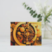 Steampunk Goldener Mechanismus Abstract Postkarte (Stehend Vorderseite)
